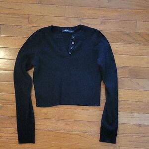 Black Long Sleeve Henley Top